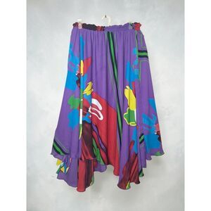Ashley Stewart Abstract Graphic Print Handkerchief Hem Maxi Skirt Size 26/28